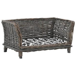 vidaXL Panier pour Chiens avec Coussin Gris 50x33x30 cm Saule Naturel Lit 170774