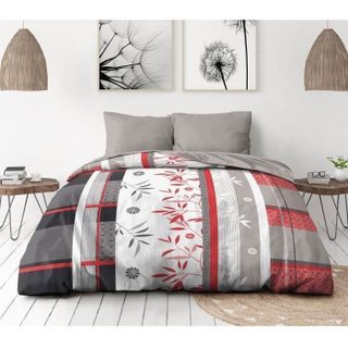 Parure de lit microfibre - HOME LINGE PASSION - SHIZUOKA - Housse 240 x 260 cm + 2 taies doreiller 63 x 63 cm - Bleu