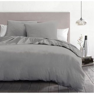 Parure de couette 3 pièces - HOME LINGE PASSION - HP72078 - Microfibre 82 g - 240 x 260 cm - Gris clair
