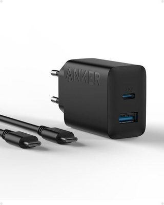 Chargeur USB-C 20W - ANKER - 2 ports - Recharge rapide - USB‑C + USB‑A - Compatible iPhone 15