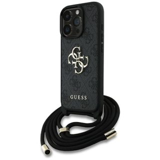Étui bandoulière Guess 4G avec grand logo et cordon pour iPhone 16 Pro (noir)