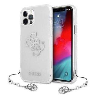 Guess 4G Big Logo Charm - Coque pour iPhone 12 Pro Max (Argent) - 3666339004798