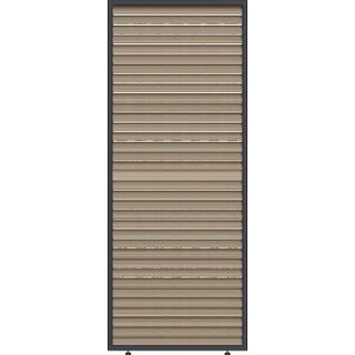 Panneau brise-vue - OMBREA - Ventelles horizontales mobiles - 1 m - Aluminium - Anthracite et ventelles finition bois