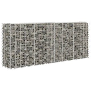 Vidaxl Panier de Gabion Acier Galvanisé Argenté 85x30x200 cm Clôture de Jardin 142359