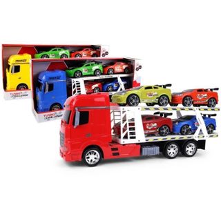 Véhicule dIntervention - TURBO CHALLENGE - Camion Transport - 1/24 - 4 Voitures Sportives - Couleur Aléatoire