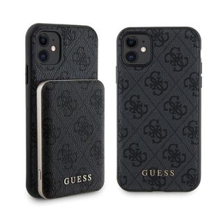 Guess Bundle Pack MagSafe 4G Metal Gold Logo - Ensemble coque + Power Bank 5000mAh MagSafe iPhone 11 (noir)