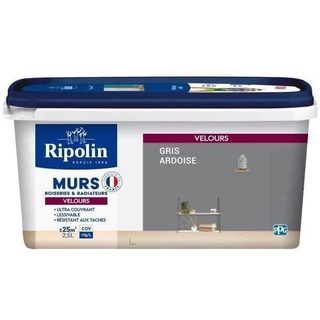 RIPOLIN Peinture Couleur Velours pour Murs Boiseries Radiateurs - Gris ardoise