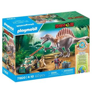 PLAYMOBIL 71820 Spinosaure chercheur et véhicule à grue pivotante Dinos 60 pièces Dès 4 ans