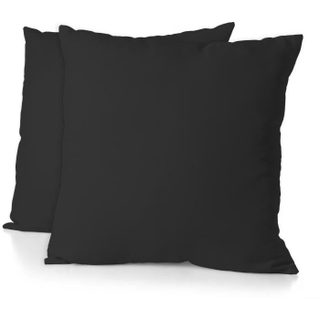 Lot de 2 taies doreiller - HOME LINGE PASSION - Microfibre 82 g - 63 x 63 cm - Noir