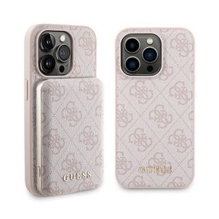 Guess Bundle Pack MagSafe 4G Metal Gold Logo - Ensemble coque + Power Bank 5000mAh MagSafe iPhone 14 Pro (rose)