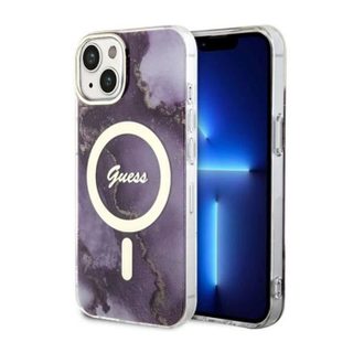 Guess Golden Marble MagSafe - Coque pour iPhone 14 (Violet) - 3666339115838