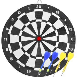 Set cible et fléchettes - SPORT AND FUN - Papier enroulé - 4 fléchettes - Diamètre 25 cm