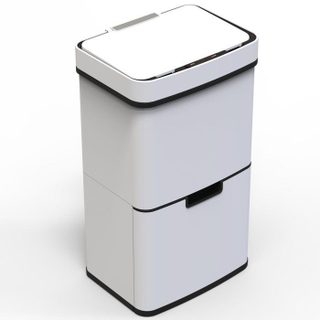Poubelle de cuisine automatique 75L NARVIK – Double compartiment tri sélectif + Poubelle de table 3L – Blanc – KITCHEN MOVE