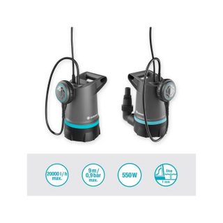 Pompe submersible - Gardena - 20000 basic - 550 W - Débit 20 000 L/h - Pression 0 9 bar