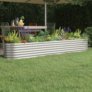 vidaXL Lit Surélevé de Jardin Pot à Fleurs Boîte à Plantes Lit Surélevé Patio Terrasse Extérieur Acier Galvanisé 260x40x36 cm 318882