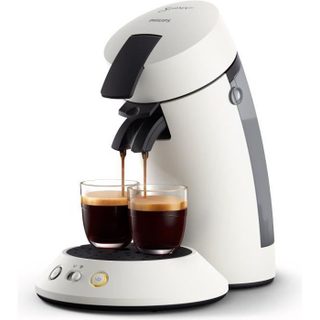 Machine à café dosette SENSEO ORIGINAL+ Philips CSA210/11 Booster d’arômes Sélecteur d’intensité 1 ou tasses Blanc titane