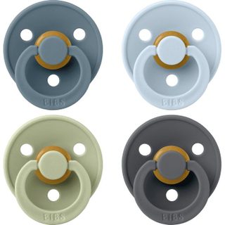 Sucette bébé - BIBS - Colour - Embout rond - Pack de 4 - Caoutchouc naturel - Taille 1 Petrol Sage Baby Blue Iron