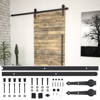 Kit de quincaillerie de porte coulissante - VIDAXL - SKIEN - 200 cm - Acier noir - 100 kg