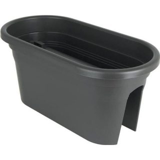 Jardinière balcon VENEZIA - Plastique - Gris anthracite - Ovale - 30 x 60 x H 27 cm - ARTEVASI