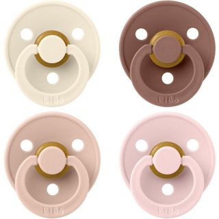 Sucette bébé - BIBS - Colour - Embout rond - Pack de 4 - Caoutchouc naturel - Taille 2 Ivory Blush Woodchuck Blossom