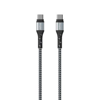 Câble USB-C vers USB-C tressé Energizer 2 m – Charge & transfert haute résistance argent