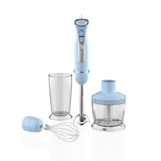 Mixeur plongeant - FAGOR - 1000 W - 12 vitesses + turbo - Bol doseur - Bol Hachoir - Fouet - Bleu