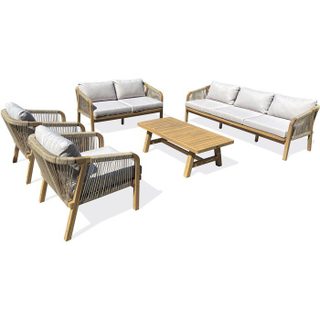 Salon bas de jardin - Bois dacacia - 7 places - Serena