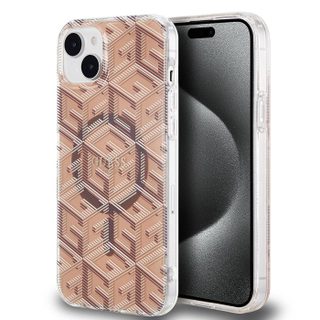 Coque Guess IML GCube MagSafe pour iPhone 15 Plus - Brown