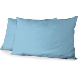 Lot de 2 taies doreiller - HOME LINGE PASSION - Microfibre 82 g - 50 x 70 cm - Bleu ciel