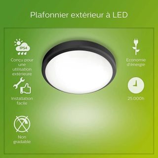 Plafonnier extérieur PHILIPS Doris - 6W - 4000K - IP54 - Noir