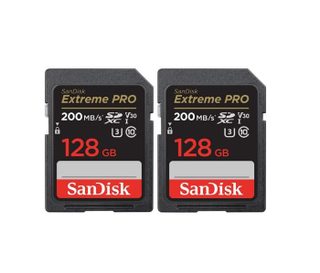 2pièces Sandisk sd card Carte Mémoire SD SanDisk 128Go Extreme Pro SDHC SDXC UHS-I Classe 10 200M-S U3 V30 4K Carte Vidéo