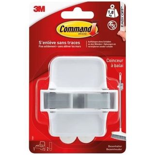 3M - Crochet adhésif - Coinceur balai - Supporte 1 8 kg - Blanc - Lot de 1
