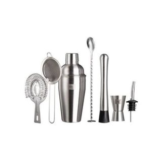 Coffret Cocktail 7 pièces en inox - VACUVIN - Mélangeur Doseur Pilon Passoire Tamis Verseur Cuillère