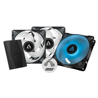 Arctic P12 PWM PST RGB - Ventilateur boîtier 120mm contrôle PWM et câble PST RGB pack de 3 avec télécommande