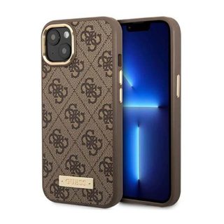 Guess 4G Logo Plate MagSafe - Coque pour iPhone 14 Plus (Marron) - 3666339069919