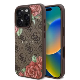 Coque Guess Hardcase 4G Flower Print MagSafe pour iPhone 16 Pro Max - Brown