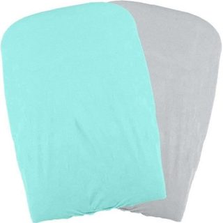 DOMIVA Lot 2 Housses matelas à langer - Polycoton - Oeko-Tex® - Aqua/Perle - 50 x 75 cm