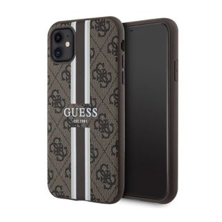 Coque telephone - bumper telephone Guess GUHMN61P4RPSW Coque rigide pour iPhone 11 / XR 4G Motif rayures Marron