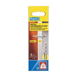 Chevilles à Expansion - RAPID - Métal pour Cloison Plâtre 18-32mm - Lot 10 - Charge Max 40 kg - (5001551)