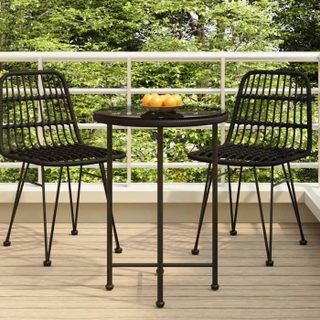 vidaXL Table de salle à manger Noir Ø55 cm Verre trempé et acier 319435