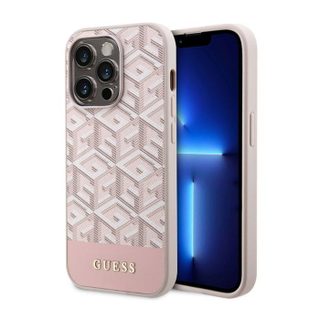 Coque telephone - bumper telephone Guess GUHMP14LHGCFSEP Coque rigide pour iPhone 14 Pro 61 Rose à rayures