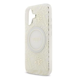 Guess IML Flowers Electro Pearl Strap Case with MagSafe for iPhone 17 6.3 White