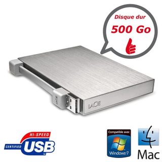 Lacie Rikiki Go 500 Go 2.5 Argent