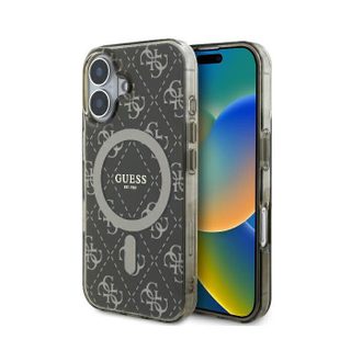 Coque Guess IML 4G Background MagSafe pour iPhone 16 Plus - Brown