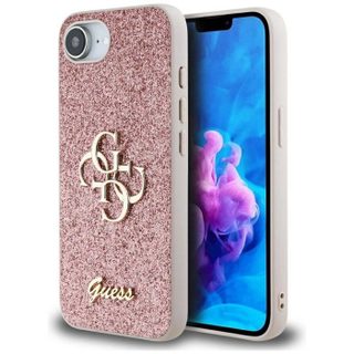 Coque Guess Fixed Glitter Big 4G pour iPhone 16e (rose)