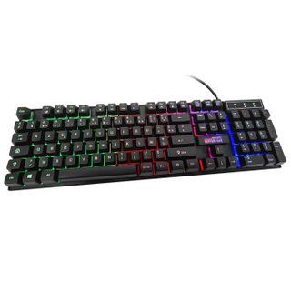 Clavier Gamer Amstrad AMS KEY008 USB Rétro-éclairage RGB 12 raccourcis multimédia 104 touches AZERTY