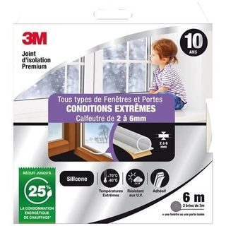 3M Joint d’isolation - Porte et fenêtre - Conditions extrêmes - 2 à 6 mm - 6 m
