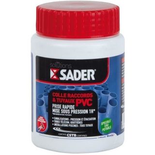 Colle PVC rigide - SADER - 250 ml - Prise immédiate - Soudure à froid - Conduites deau froide/chaude
