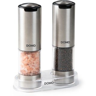 Ensemble de 2 moulins à poivre et sel électriques - DOMO - USB - 96 ml - Transparent / Argent