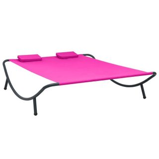 Vidaxl Lit de repos - Rose - Tissu oxford - Acier - 200x173x45 cm